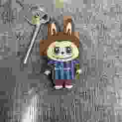 Labubu keychain with Inter mesh