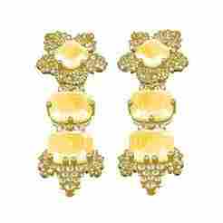 Large Cushion Cut Diamond Flower Earring