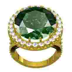 Large Oval Cut Stone Round Diamond Halo Ring