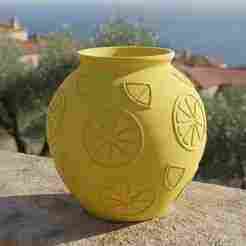Lemon Citrus Vase 3D Print Model STL File Home Decor