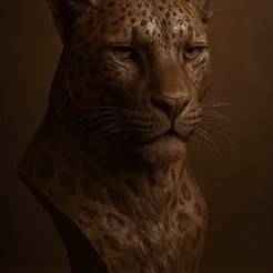 Leopard Majesty – 3D Printable Bust in STL Format | Realistic Animal Sculpture