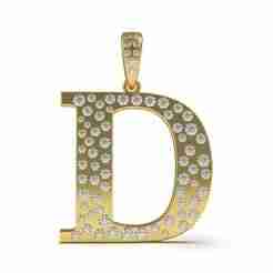 Letter D Flush Setting Diamond Pendant
