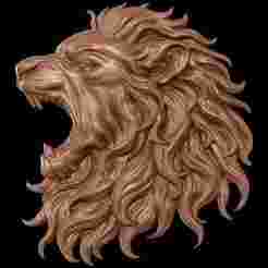 Lion Head Bas Relief 3D Model for CNC and 3D Printing