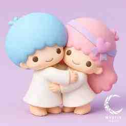 Little Twin Stars Kiki & Lala cartoon style 3D STL - Kawaii Sanrio collectible figures