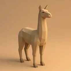 Llama Low Poly 3D Model | Polygonal Animal Sculpture for 3D Printing