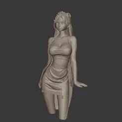 Long Hair Girl – Elegant Female Figure 3D Print Model