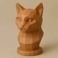 Low Poly Cat Bust – 3D Printable STL File