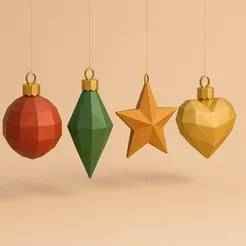 Low Poly Christmas Tree Ornaments