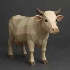 Low-Poly Cow — Printable STL | Minimal Geometric Cow Model
