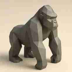Low Poly Gorilla 3D Model – STL File for 3D Printing