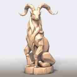 Low Poly Ibex Statue – Stylized Mountain Goat 3D Model