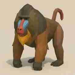 Low Poly Mandrill STL – Geometric Baboon 3D Model for Printing