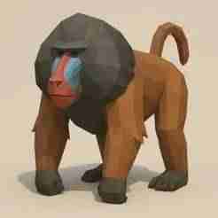 Low Poly Mandrill STL – Polygonal Baboon 3D Model for Printing