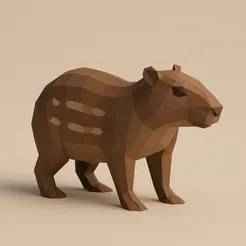 Low Poly Paca 3D Model STL – Polygonal Rodent Sculpture