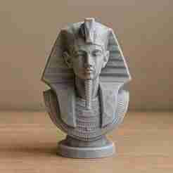 Low Poly Pharaoh Bust – 3D Printable Ancient Egyptian Sculpture