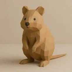 Low Poly Quokka 3D Model STL – Geometric Polygon Sculpture