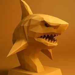 Low-Poly Shark Bust – Fierce Ocean Predator STL