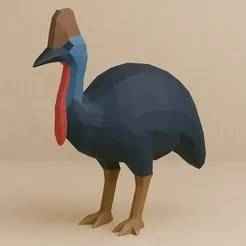 Low Poly Southern Cassowary 3D Model STL – Polygonal Bird Sculpture