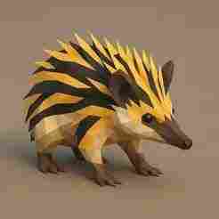 Lowland Streaked Tenrec Low Poly 3D Model – STL for Printing