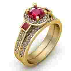 Luxury Dual-Tone Gemstone Wedding Rings 3D model