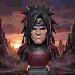 Madara Uchiha Bust Statue - Naruto Fan Art 3D Printable Model | Solid One-Piece Ninja Figurine | No Supports Needed