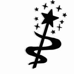 magic wand casting a trail of stars into a spiral 2 - 2D/3D Wall Art STL+SVG For CNC Router, Plasma, Waterjet, Laser & 3D Printer