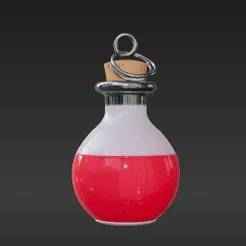 Magical Red Elixir Bottle Keyring - Whimsical Fantasy Collectible STL File