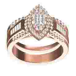 Marquise Shape Round Diamond Engagement Ring with Band