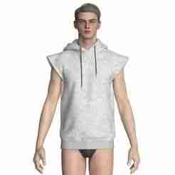 Men Sleeveless Ash Hoodie | Marvelous / Clo3d / obj / fbx