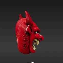 Menacing Horned Demon Mask - Japanese Style Home Decoration