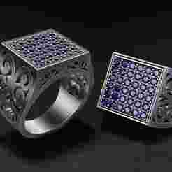 Mens Ring With Diamonds 3D Model