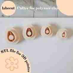 Mini Avocado imprint polymer clay cutter