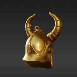 Miniature Regal Horned Helmet Keychain Charm - Golden God of Mischief Inspired Collectible 3D Print