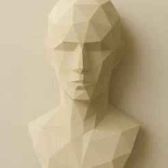 Minimalist Geometric Wall Sculpture – Low Poly Human Bust