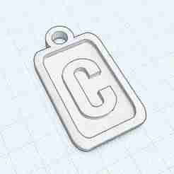 Modern Letter Keychain - C (A-Z Collection) - 3D Printable Personalized Keyring