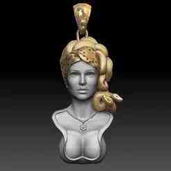 Modern Medusa Bust Pendant – 3 Versions (Solid, Hollow, Parts)