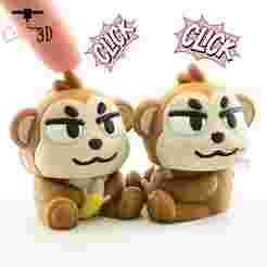 Monkey With Banana For Animal Lovers Keycap Fidget Clicker Keychain - Cute Backpack Keychain