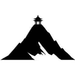 mountain with a temple carved into its side 1 - 2D/3D Wall Art STL+SVG For CNC Router, Plasma, Waterjet, Laser & 3D Printer