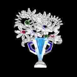 Multi Shape Diamond Flower Pot Pendant