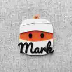 Mummy head name tag - Mark