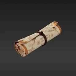 Mysterious Cartography Scroll Charm - Aged Paper Look Keychain for Sorcery Fans