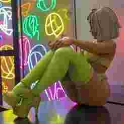 Neon Style Sexy Female Figurine – Modern 3D Print Art