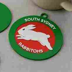 NRL South Sydney Rabbitohs keychain badge color printable and renderable