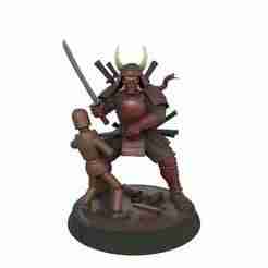 Oni Samurai vs Training Dummy – Battle Statue (3D Print Model)