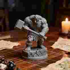 Orc Brute with Hammer 3D Print STL | Fantasy RPG Miniature Model