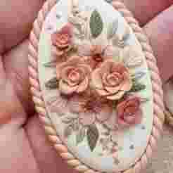 Oval Frame with Roses Earrings