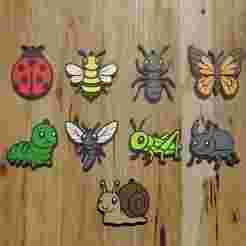 PACK 9 KEYCHAINS / MAGNETS / KEYCHAIN / MAGNETS INSECTS AND BUGS (STL AND 3MF)