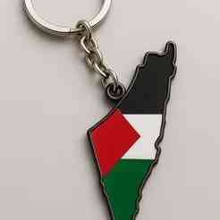Palestine Map Keychain with Flag Design