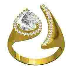 Pear Diamond Halo Open Bypass Engagement Ring