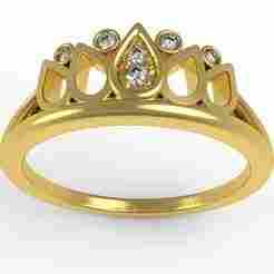 Pear Shape Crown Round Diamond Engagement Ring